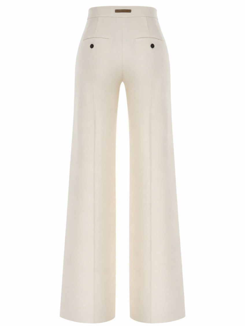 Off White Flared Flat Front Pants 2