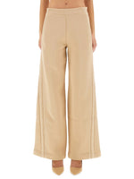 Beige Loose Flat Front Pant 1