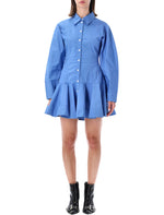 Blue Shirt Collar Mini Dress 1