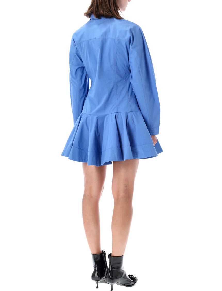 Blue Shirt Collar Mini Dress 2
