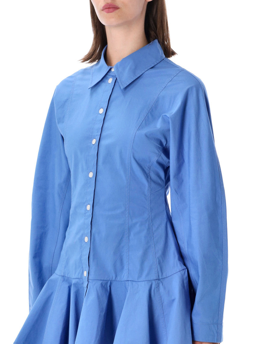 Blue Shirt Collar Mini Dress 3