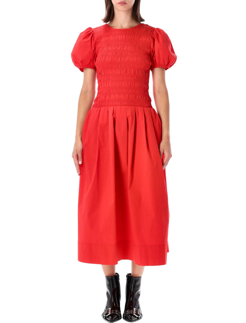 Red Round Neck Midi Dress 1