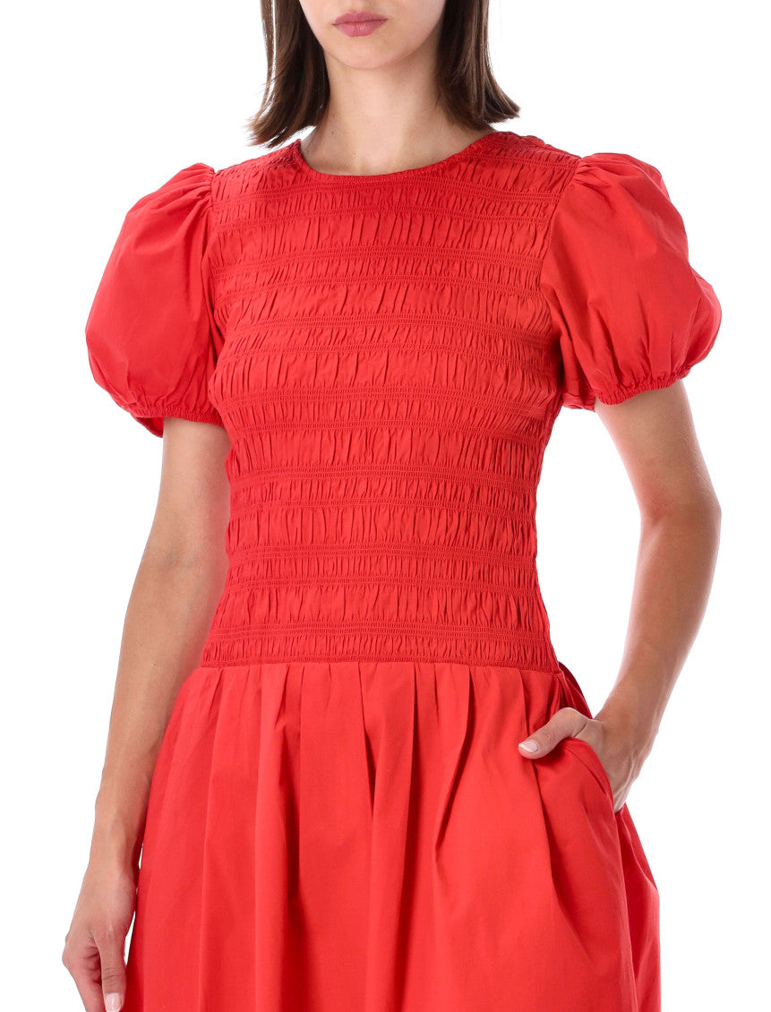 Red Round Neck Midi Dress 3