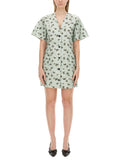 Green Floral V Neck Mini Dress 1