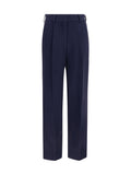 Blue Straight Pleated Pants 1