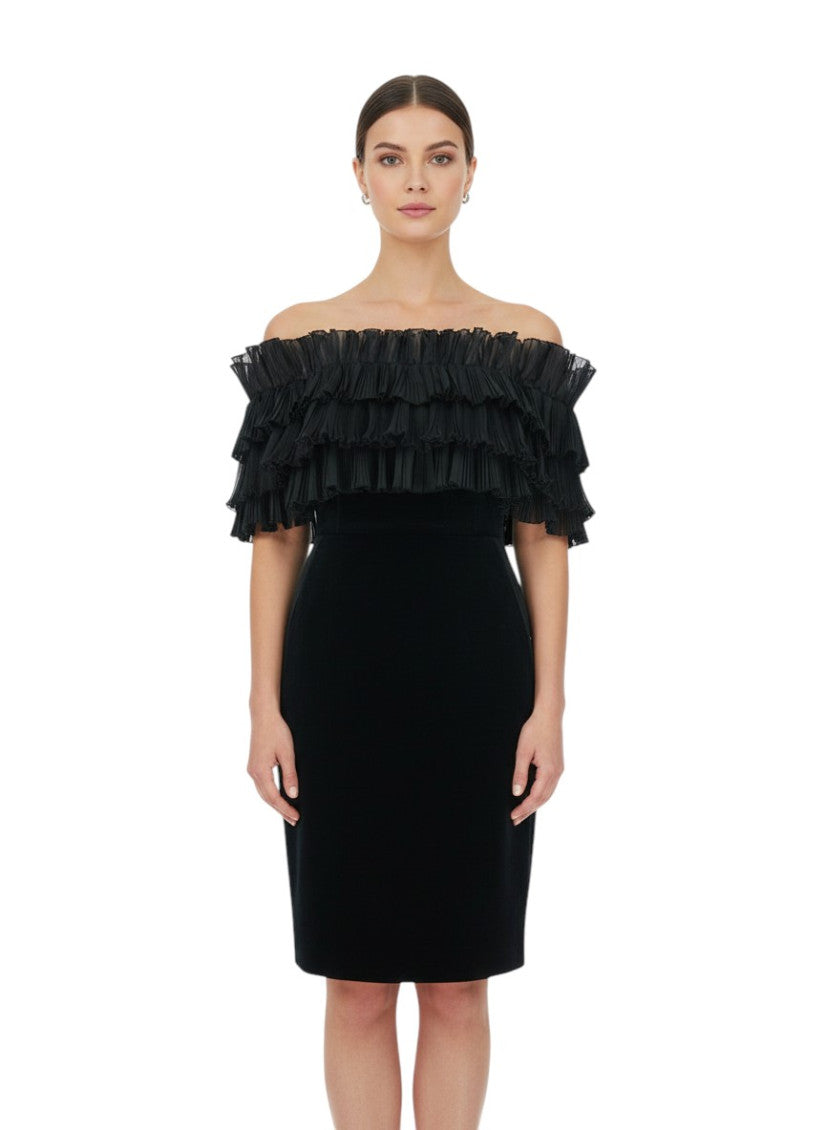 Black Off Shoulder Mini Dress 3