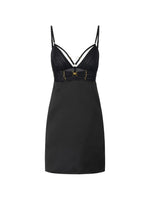 Black Solid V Neck Mini Dress 1