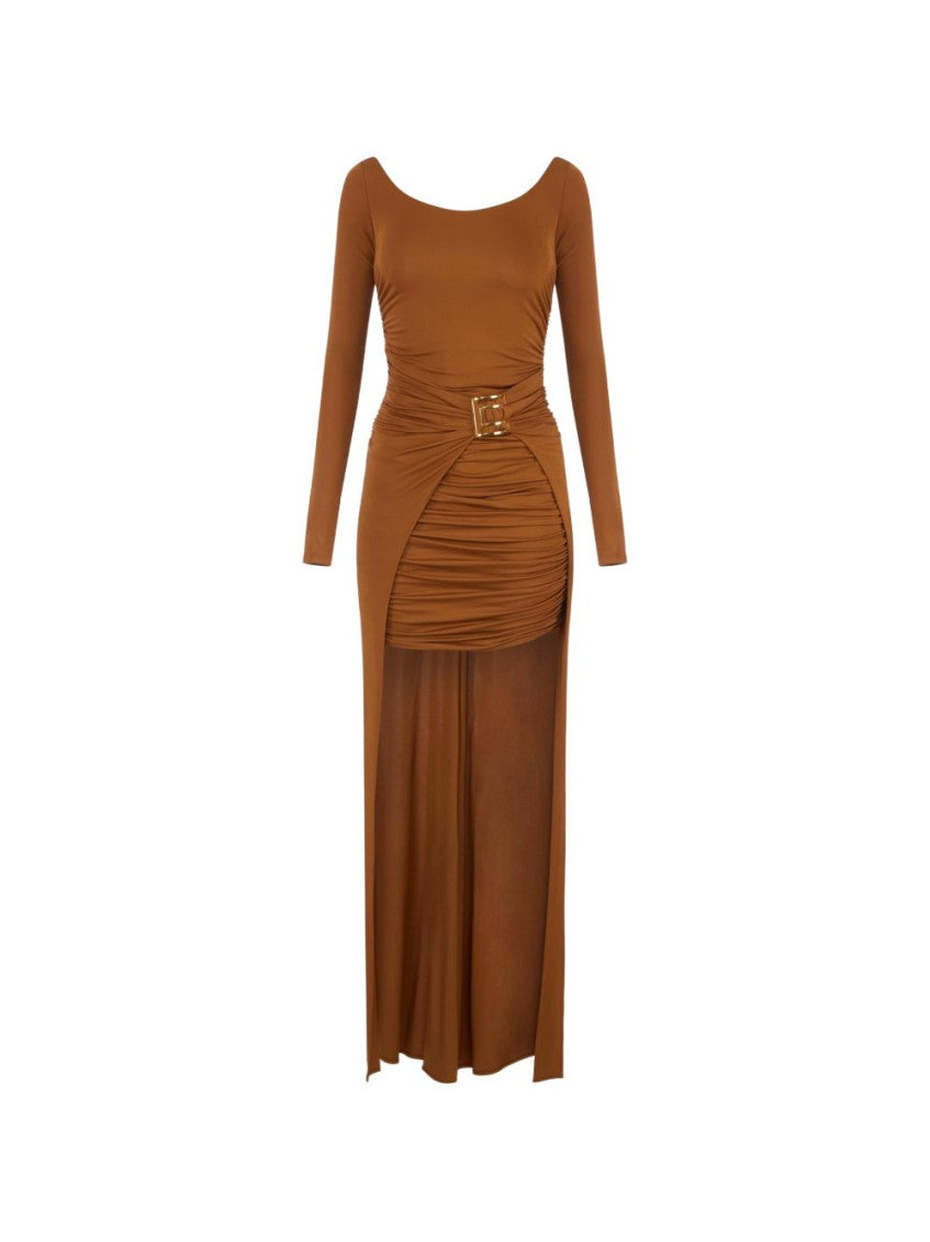 Brown Scoop Neck Maxi Dress 1
