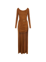 Brown Scoop Neck Maxi Dress 1
