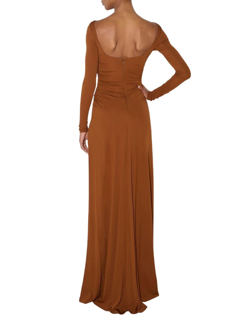 Brown Scoop Neck Maxi Dress 3