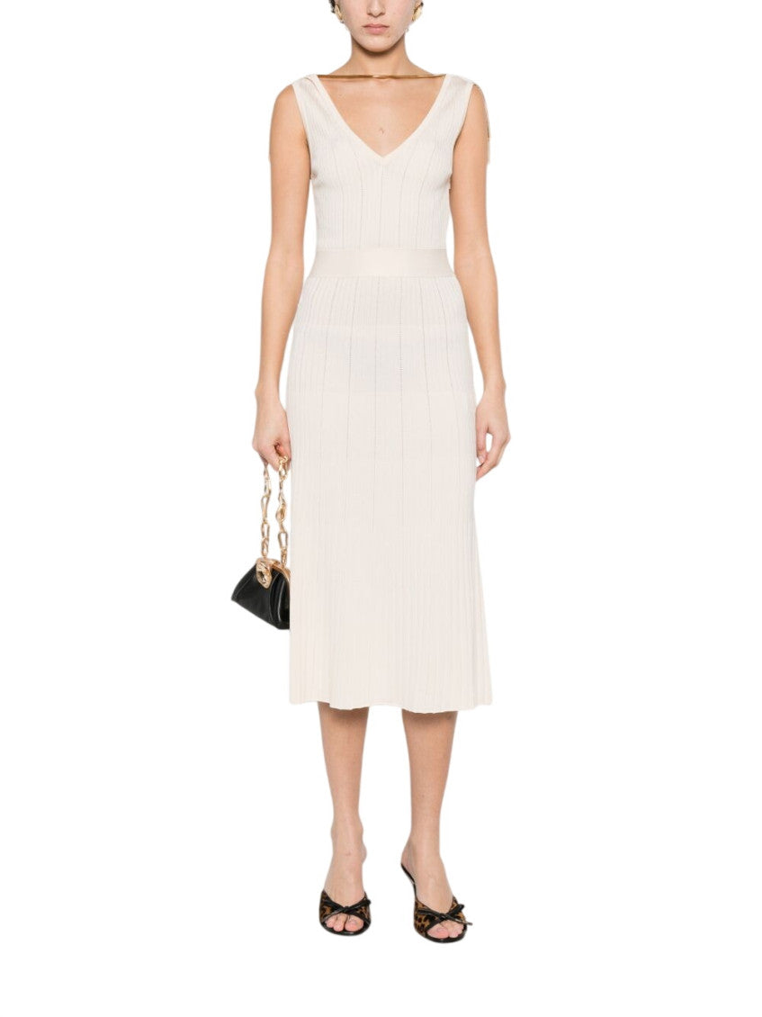 White V Neck Midi Dress 1