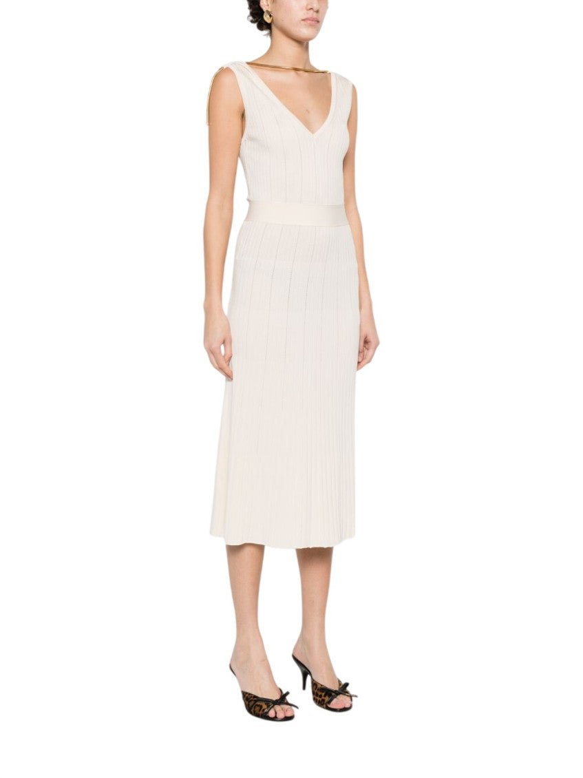 White V Neck Midi Dress 2