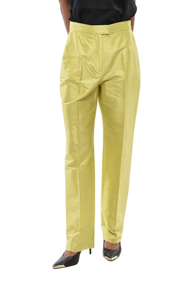 Green Straight Flat Front Pants 1