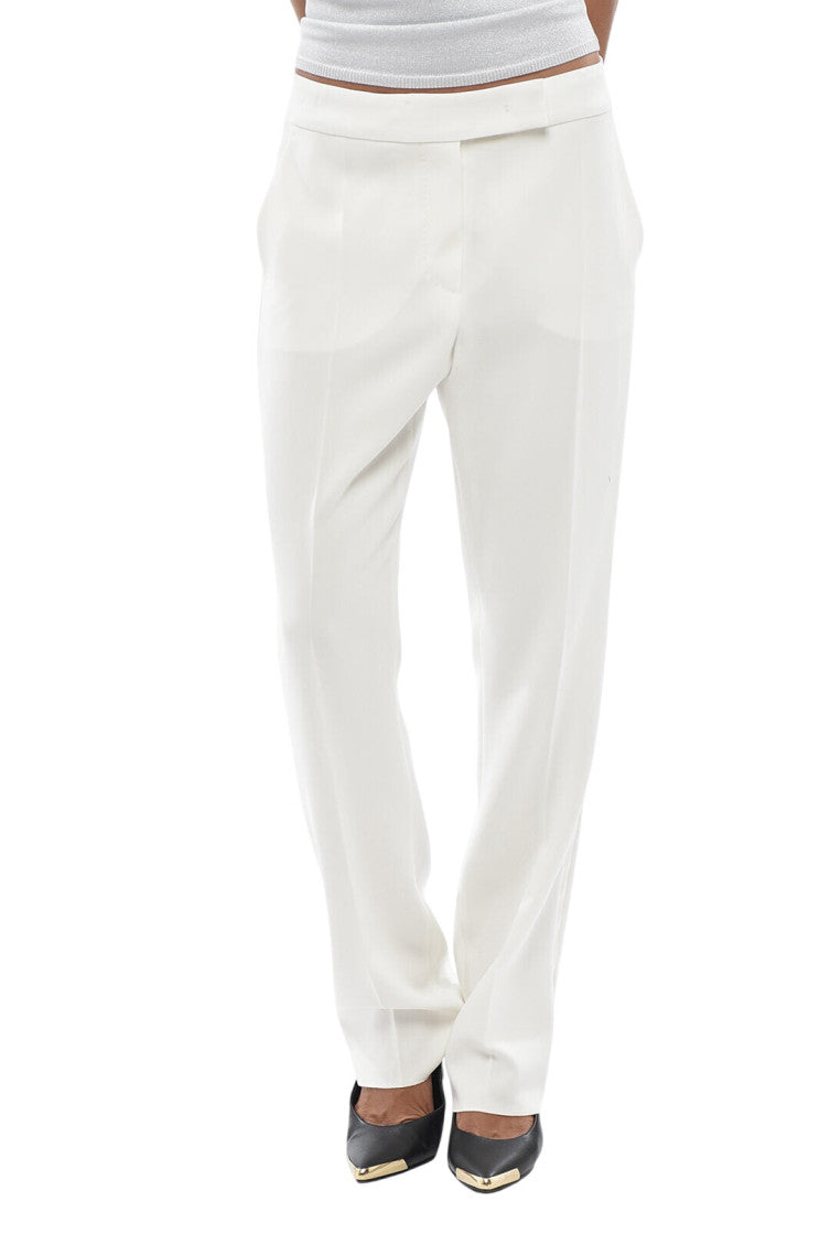 White Slim Flat Front Pants 1