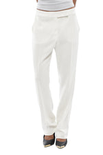 White Slim Flat Front Pants 1