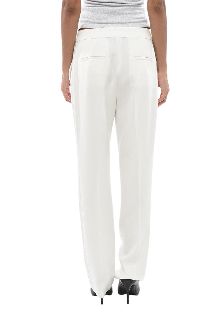 White Slim Flat Front Pants 2