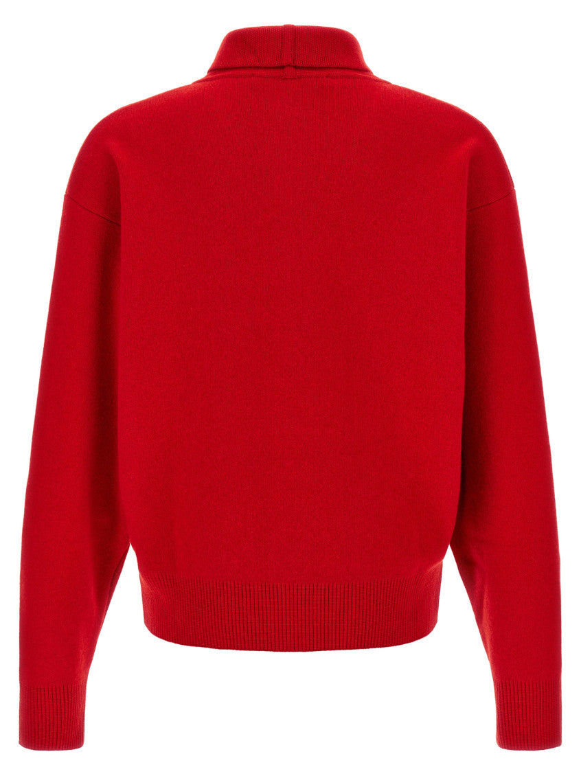 Red Shawl Neck Cardigan 2