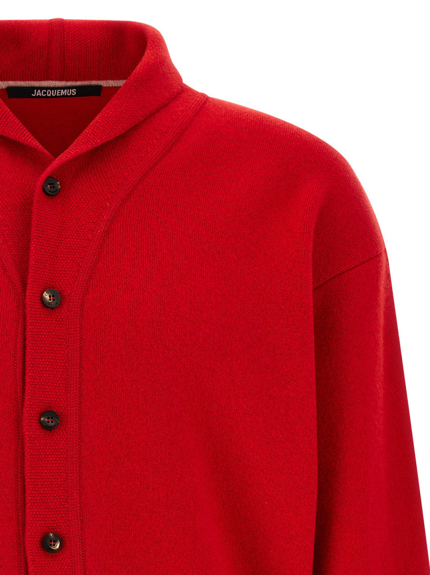 Red Shawl Neck Cardigan 3