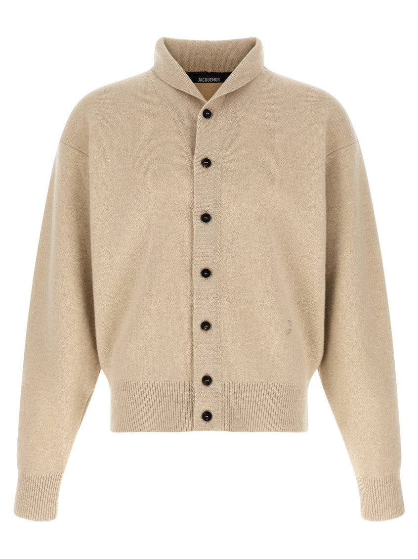 Beige Shawl Neck Cardigan 1