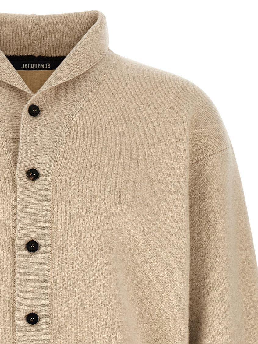 Beige Shawl Neck Cardigan 3
