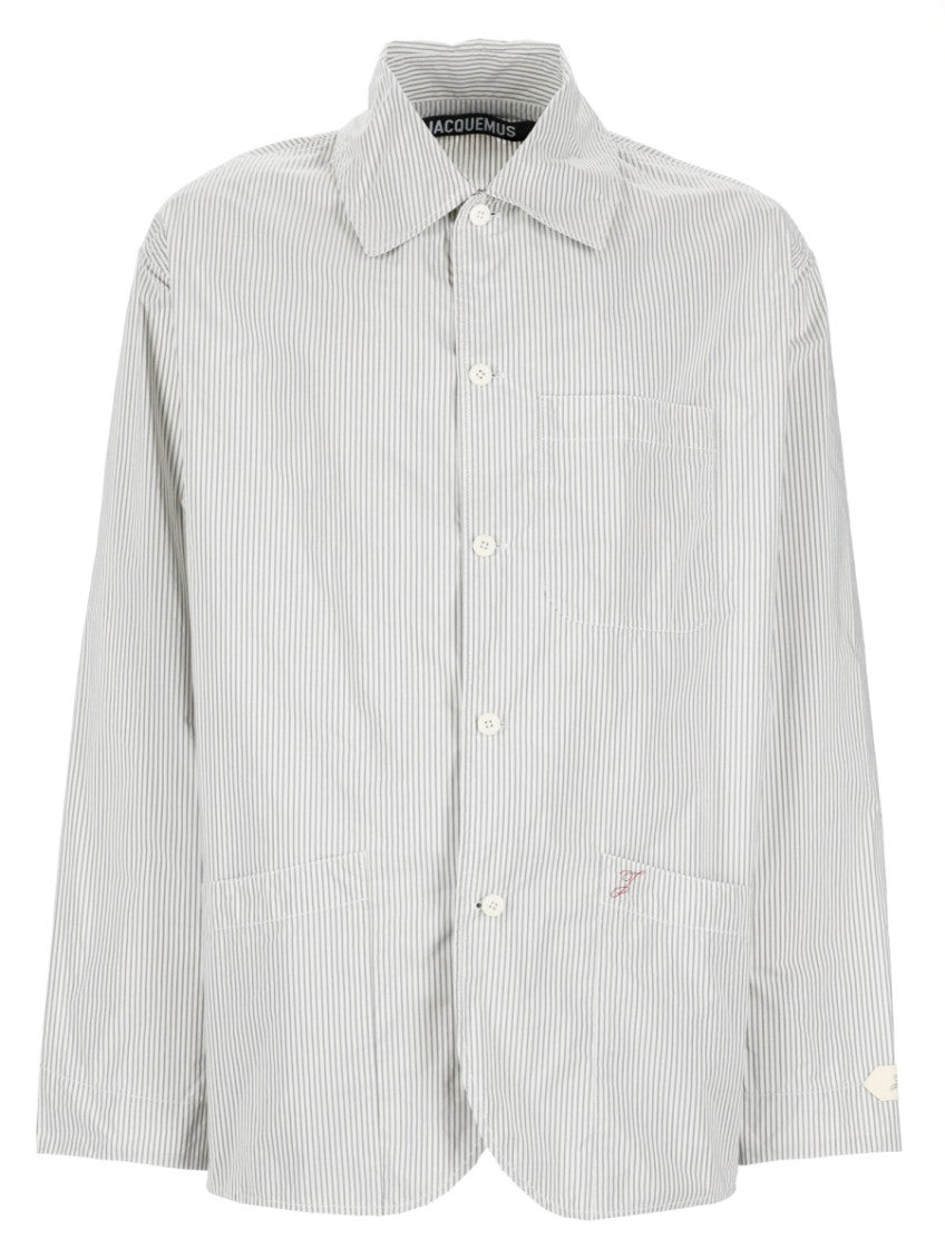 White Relaxed Stripes Overshirt 1