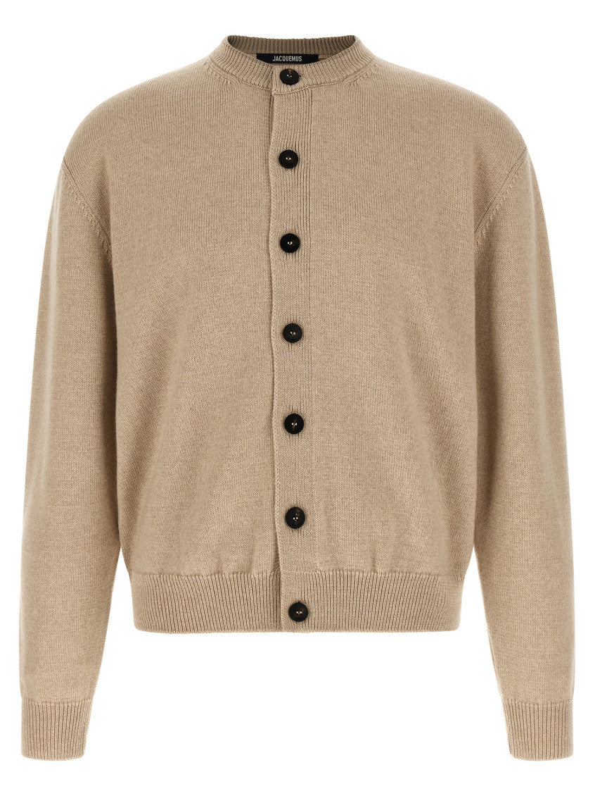 Beige Knitted Relaxed Cardigan 1