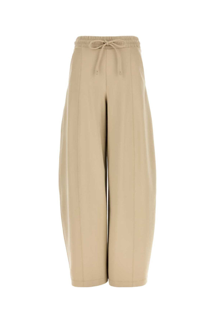 Beige Loose Drawstring Pants 1