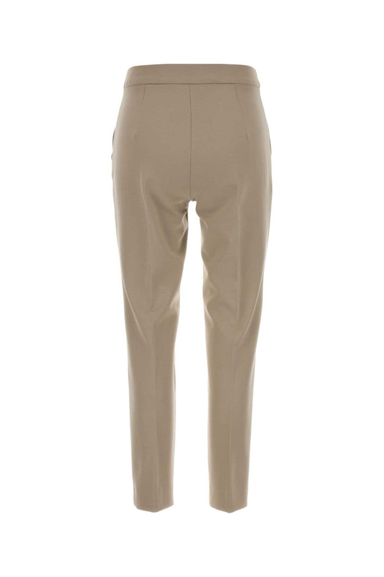 Beige Slim Flat Front Pants 2