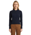 Dark Blue Shirt Collar Cardigan 1