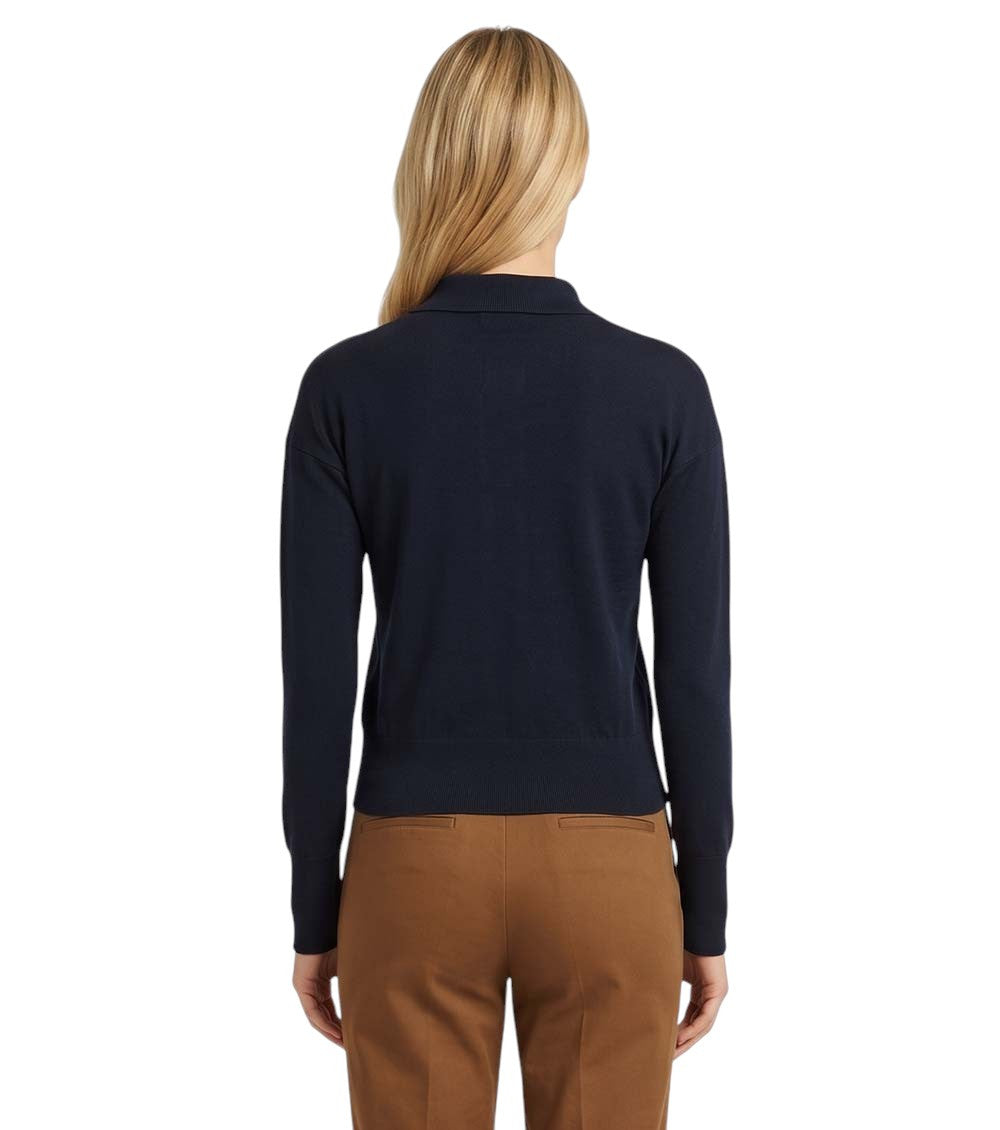Dark Blue Shirt Collar Cardigan 2