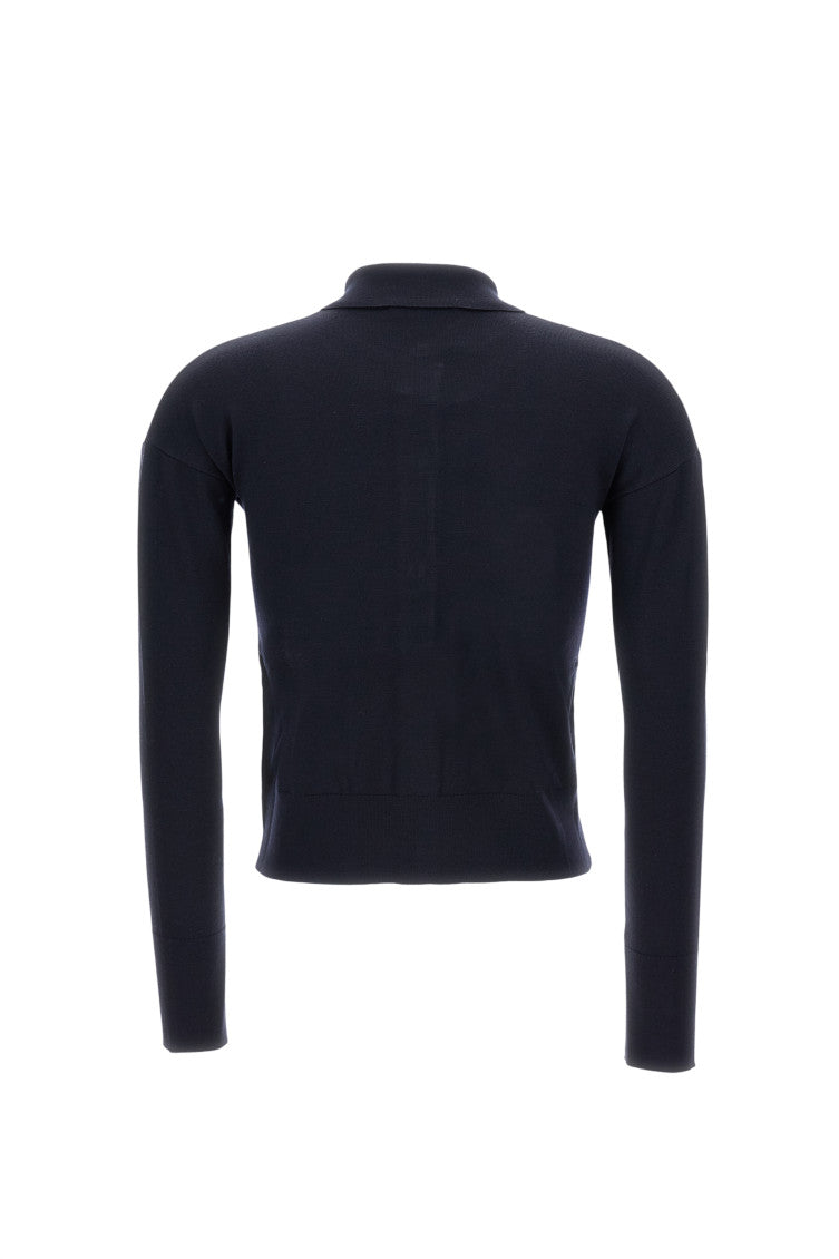 Dark Blue Shirt Collar Cardigan 3
