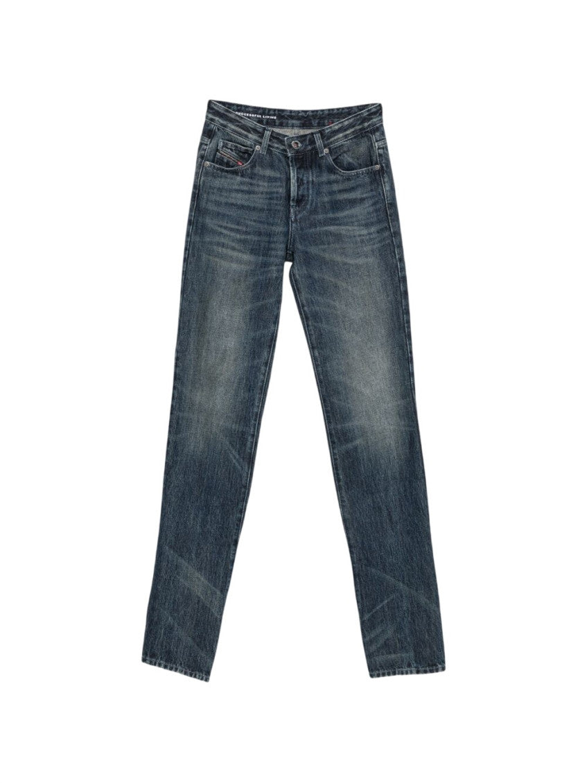 Blue Straight Mid Rise Jeans 1