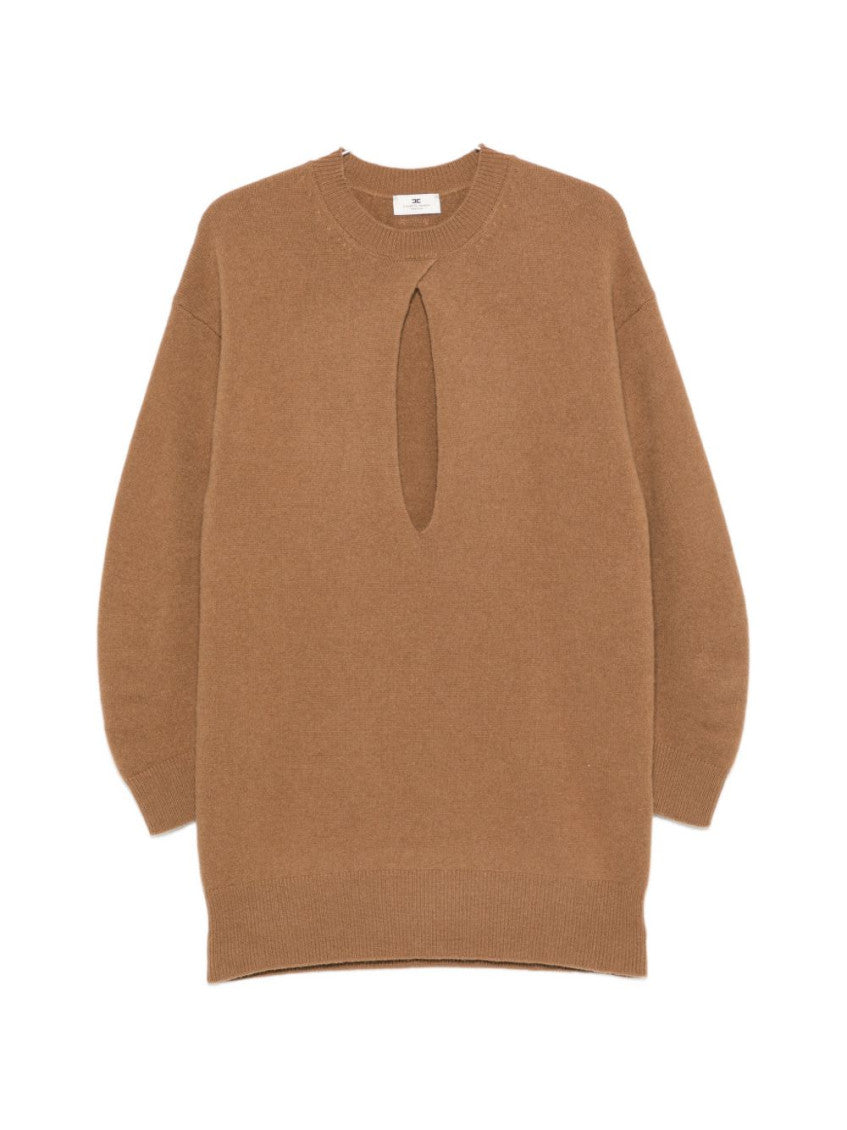 Brown Knitted Crew Neck Mini Dress 1