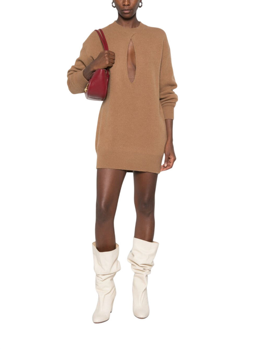 Brown Knitted Crew Neck Mini Dress 2