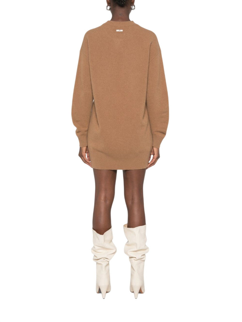 Brown Knitted Crew Neck Mini Dress 3