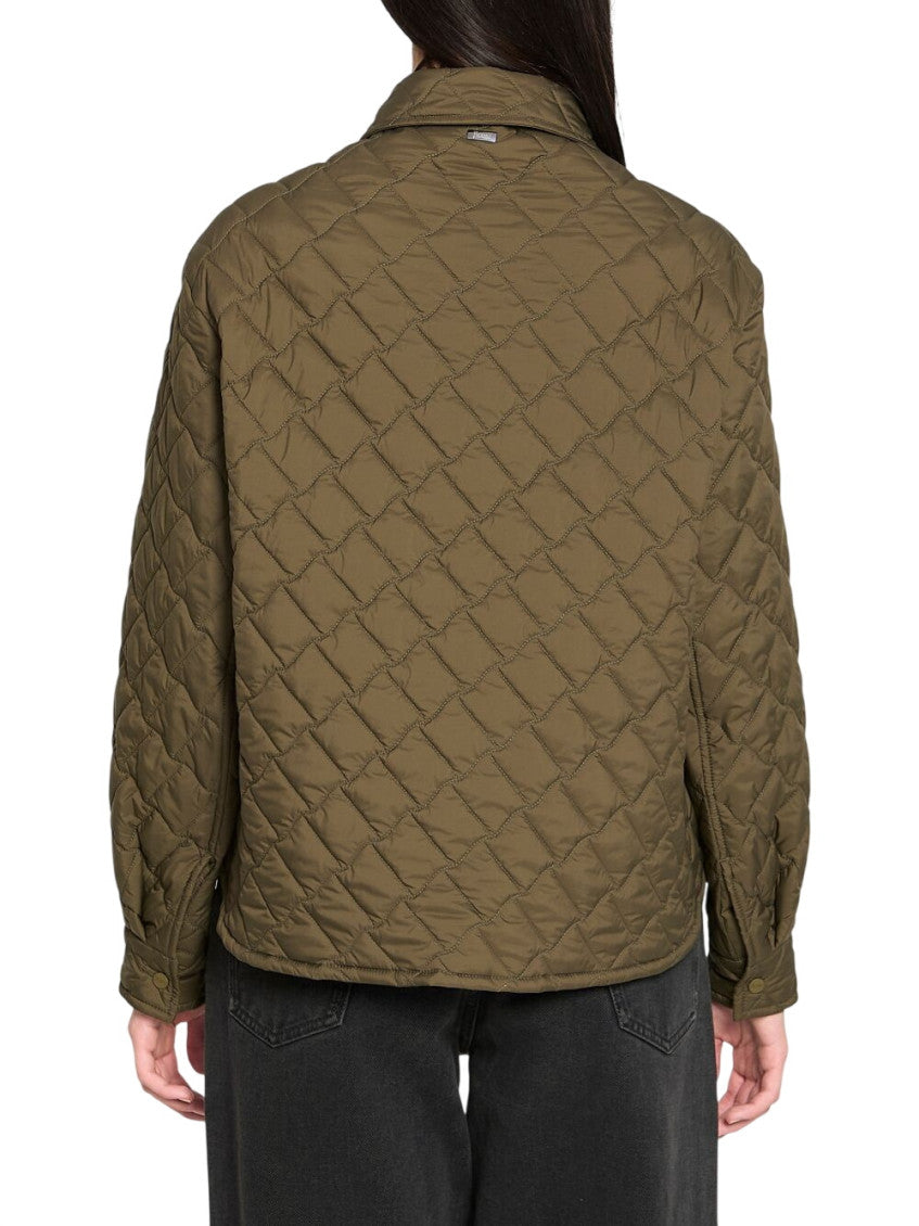 Green Quilted Shirt Collar Jacket 2
