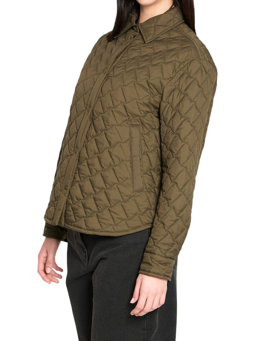 Green Quilted Shirt Collar Jacket 3
