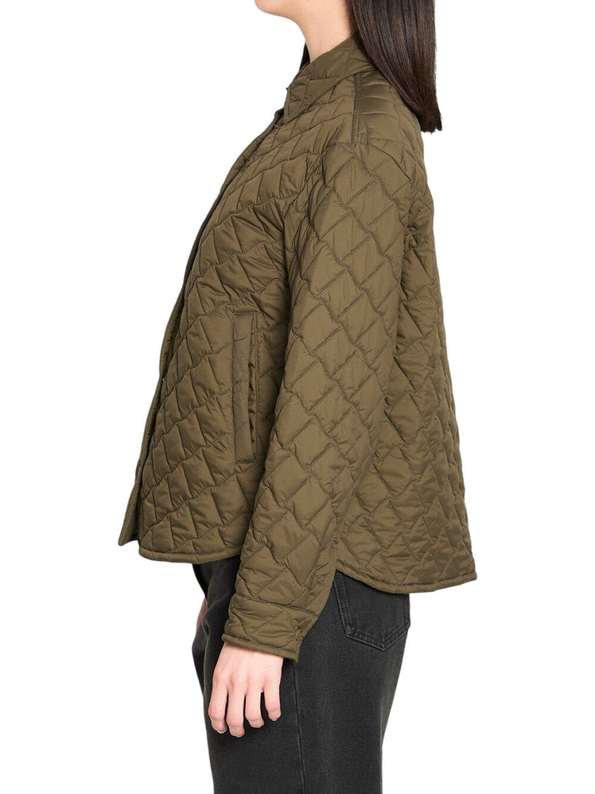 Green Quilted Shirt Collar Jacket 4