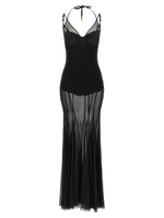 Black Transparent Halter Neck Maxi Dress 1