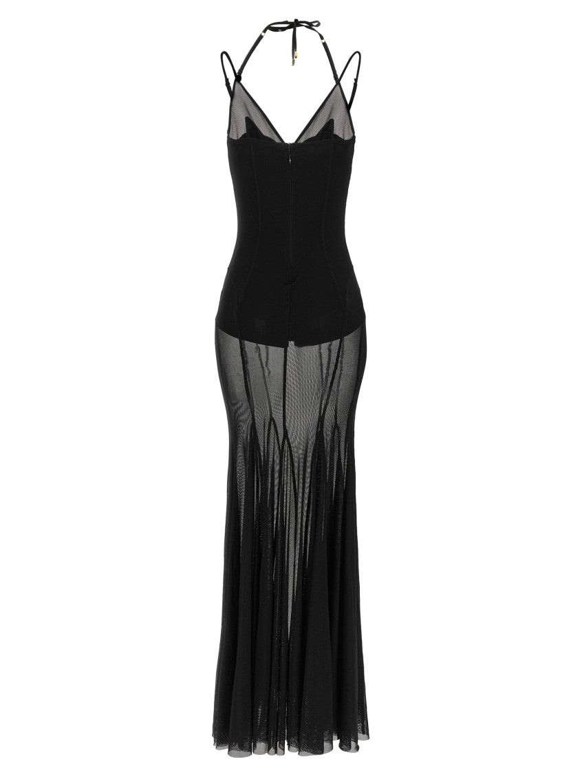 Black Transparent Halter Neck Maxi Dress 2