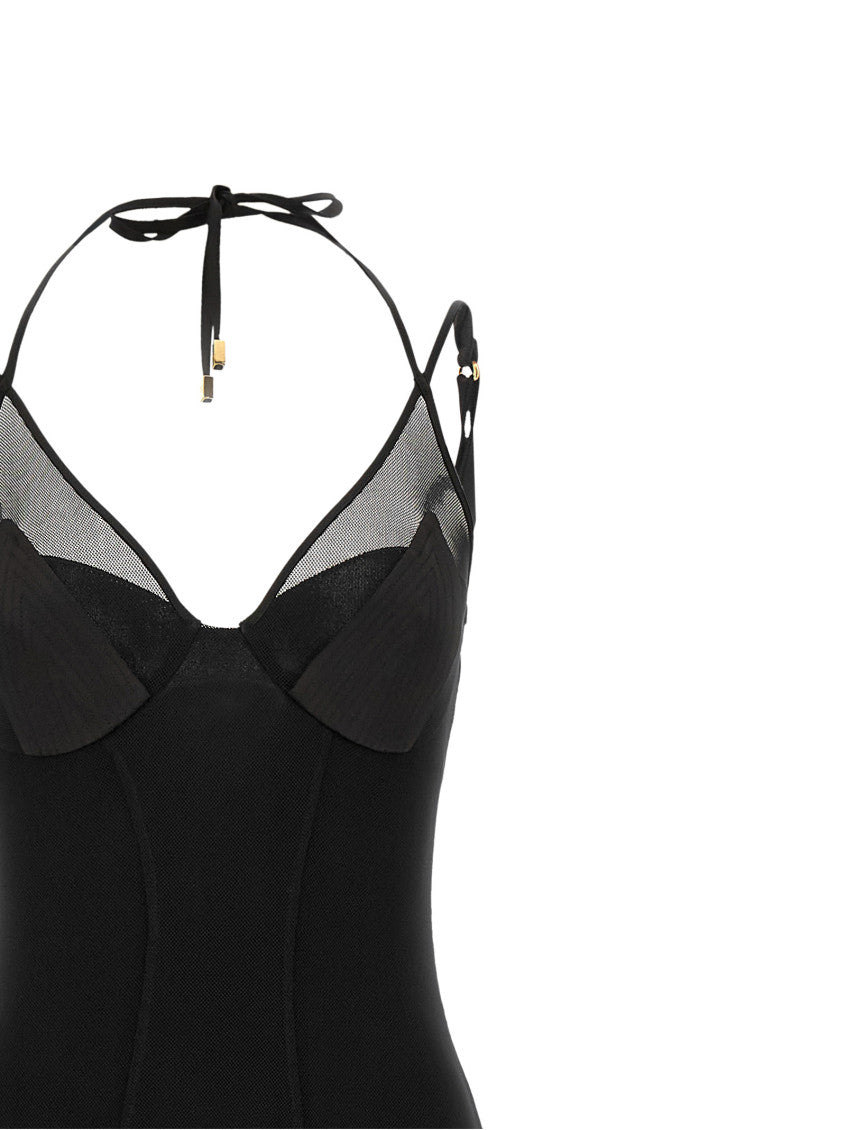 Black Transparent Halter Neck Maxi Dress 5