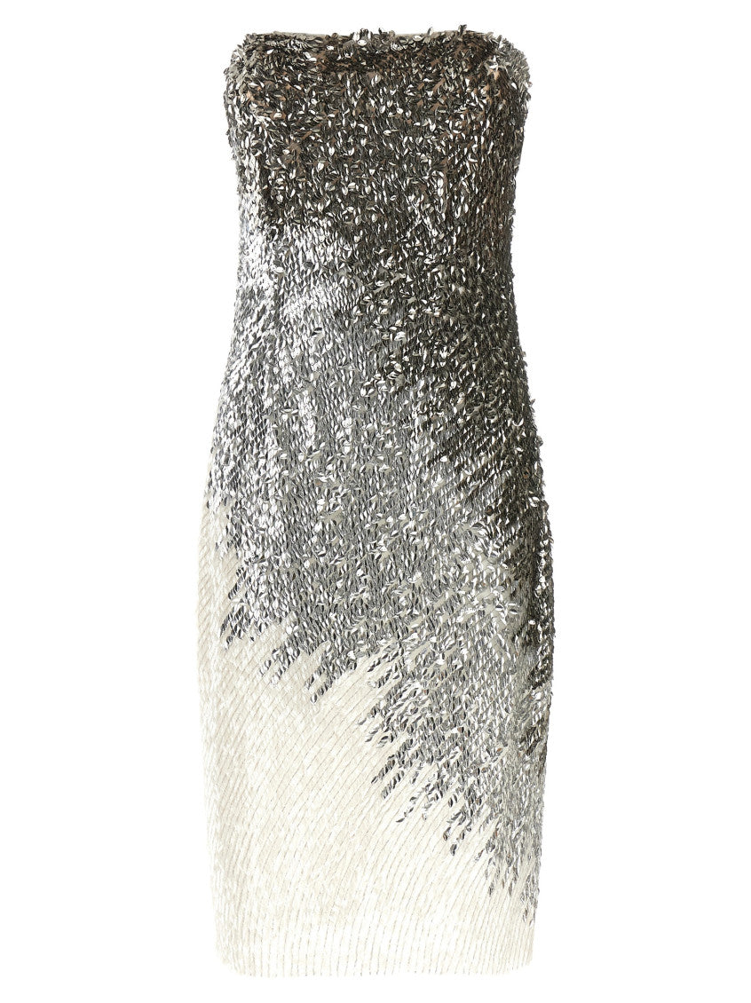 Silver Embellished Strapless Mini Dress 1