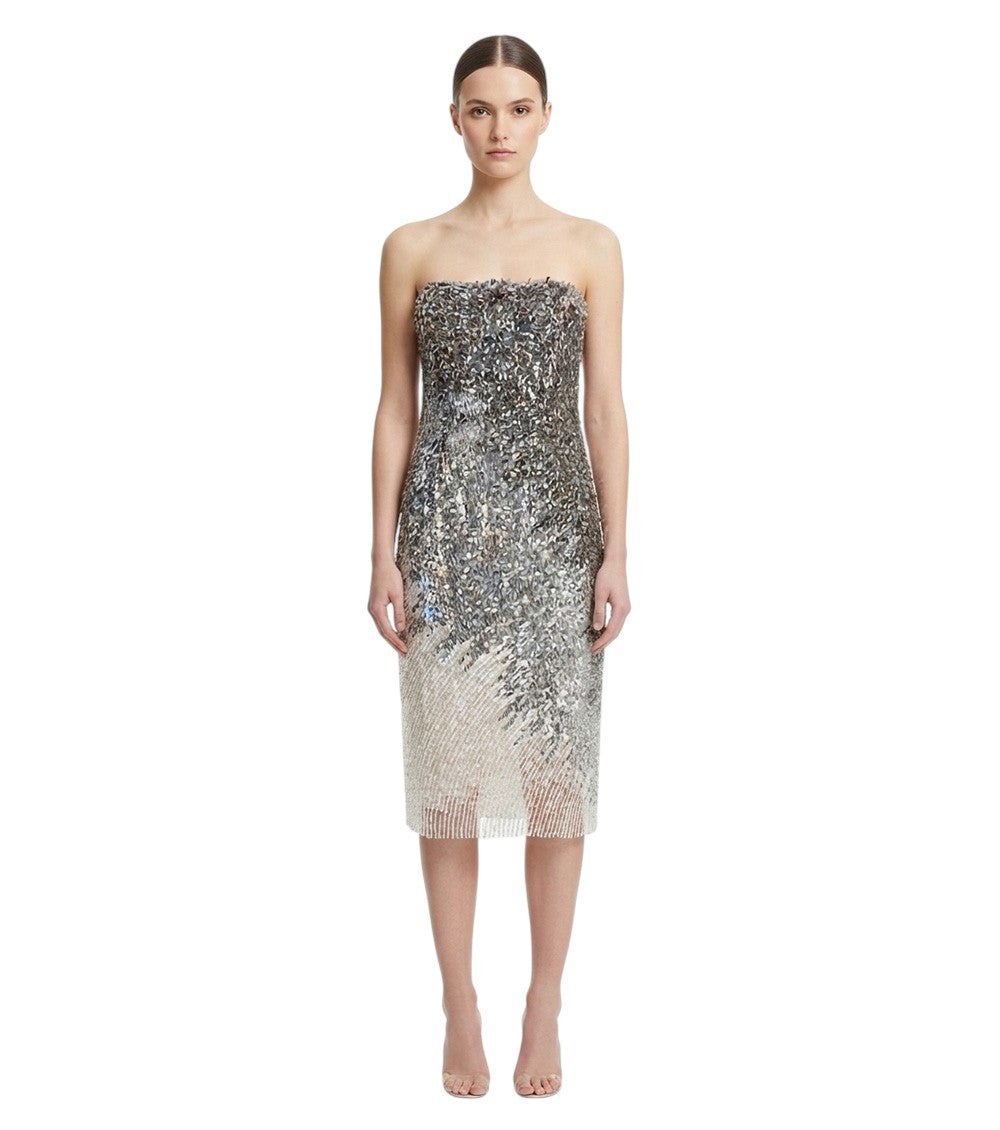 Silver Embellished Strapless Mini Dress 3