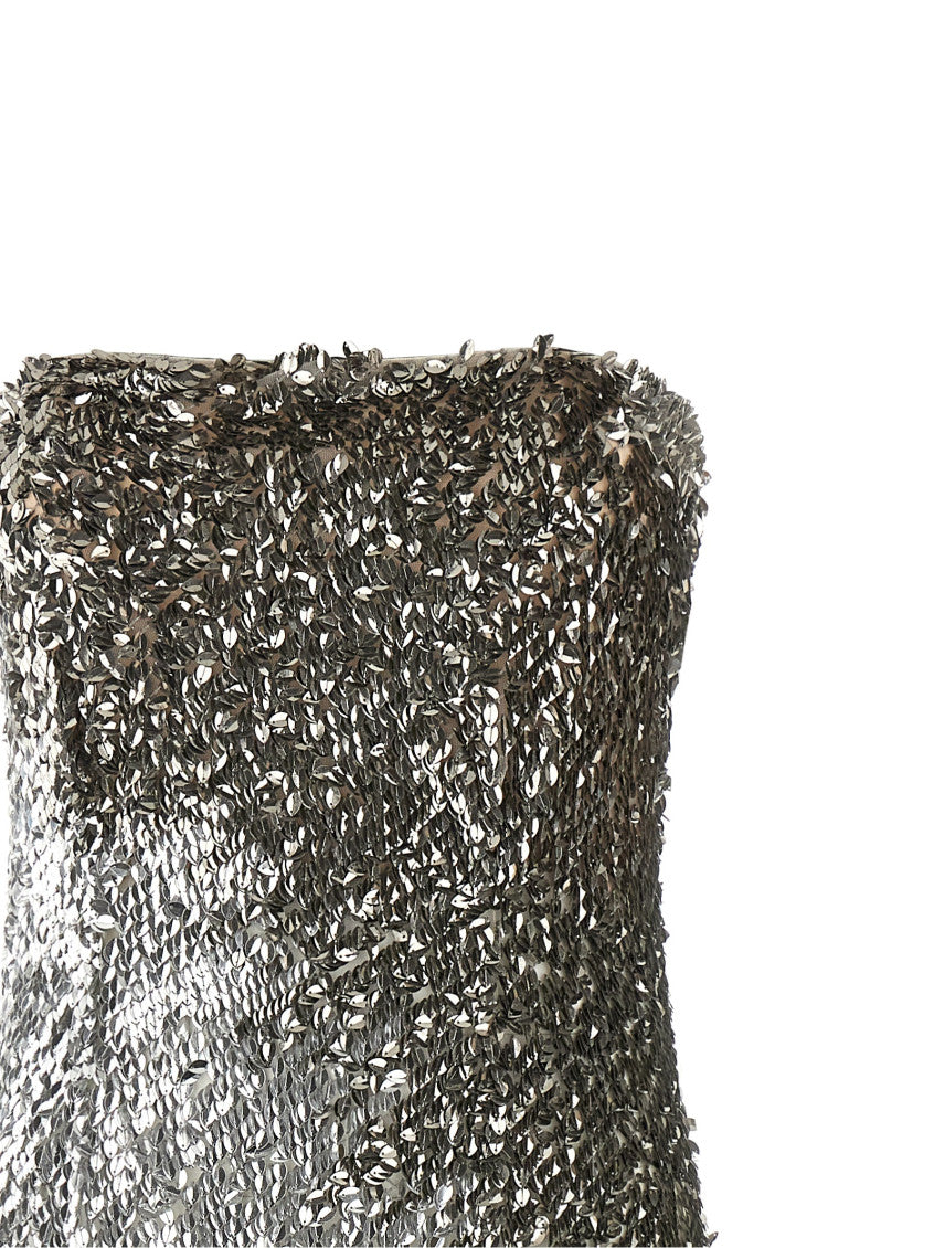 Silver Embellished Strapless Mini Dress 5
