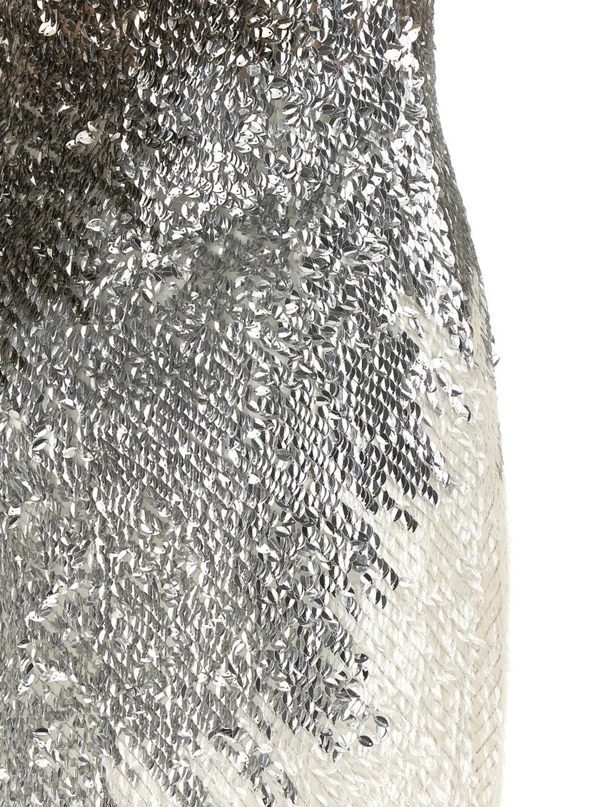 Silver Embellished Strapless Mini Dress 6