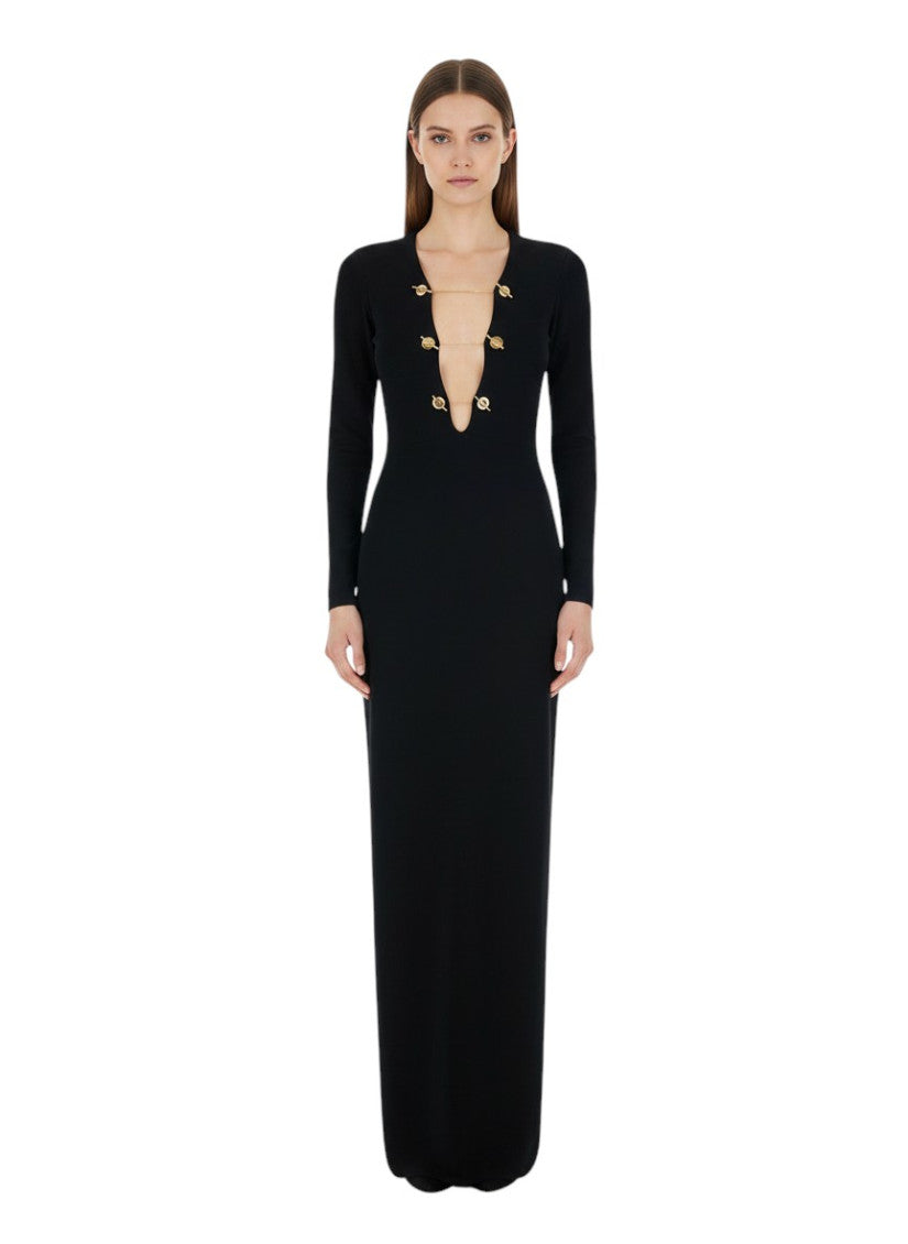 Black V Neck Maxi Dress 3