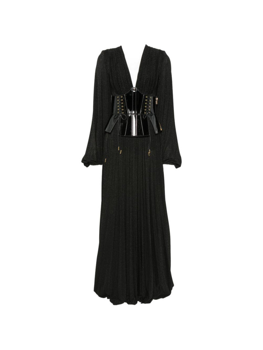 Black Textured V Neck Maxi Dress 1