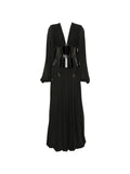 Black Textured V Neck Maxi Dress 1