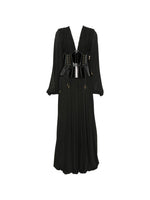 Black Textured V Neck Maxi Dress 1