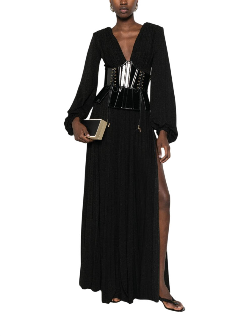 Black Textured V Neck Maxi Dress 2
